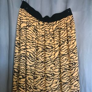 Plus size zebra Striped elastic waist chiffon Skirt